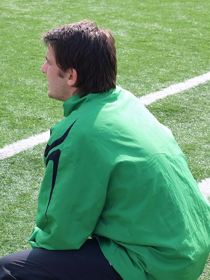 Trenér Petr Vanko v pozici "útočného klubíčka"