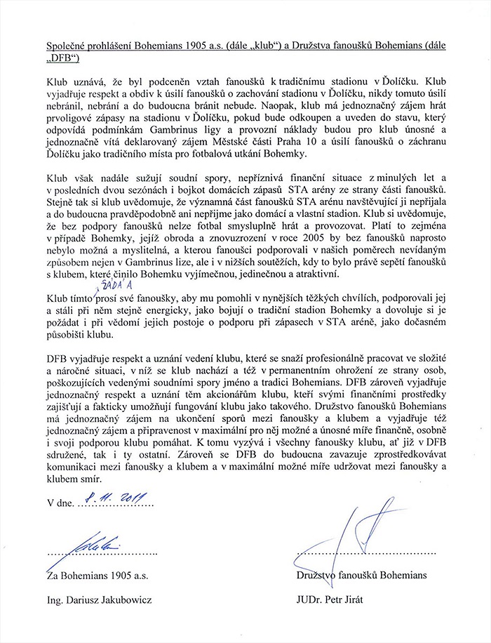 Společné prohlášení klubu a DFB (8.11.2011)